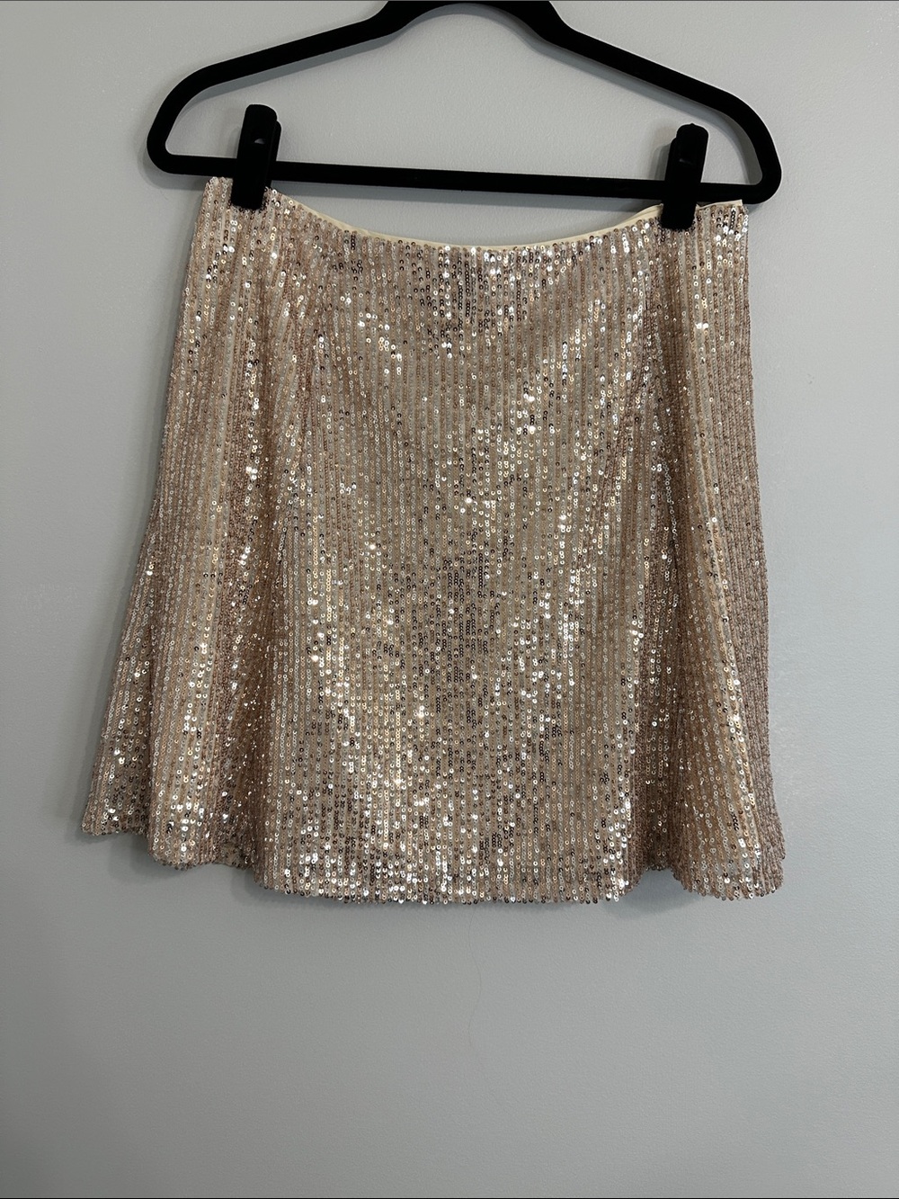 NWOT LOFT Sequin Circle Skirt in Champagne Gold